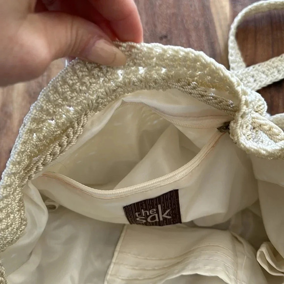 The Sak Neutral Cream Tan Crochet Shoulder Bag Purse - Picture 4 of 10